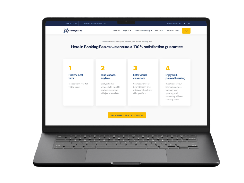 Booking Basics Qatar: UX/UI and Web Development